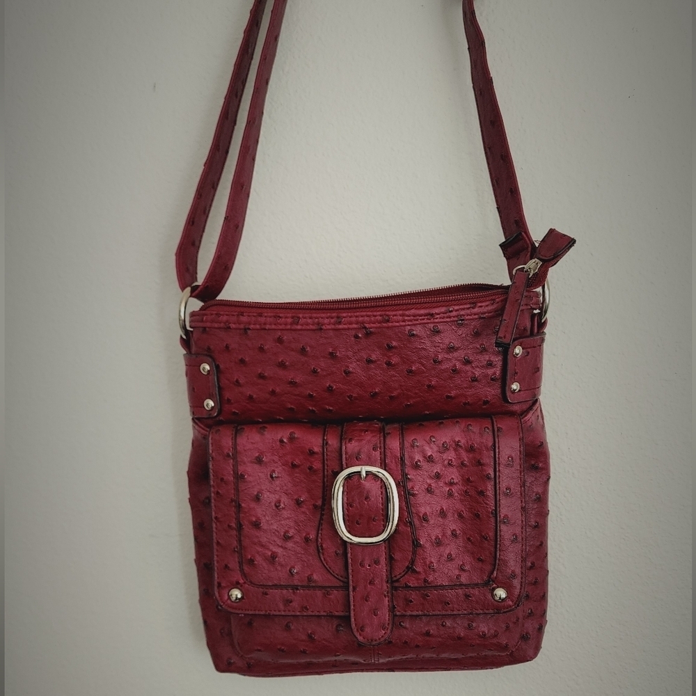 Sibel Leather Burgandy/ Silver Studs Crossbody Bag